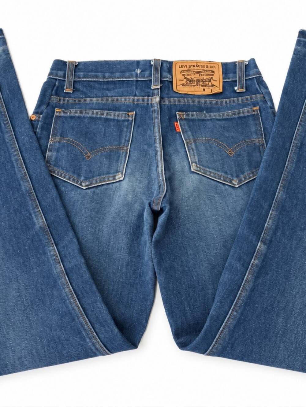 Vintage Orange Tab Levi's 517 Bootcut Jeans With Paper Leather-Style Waist Patch